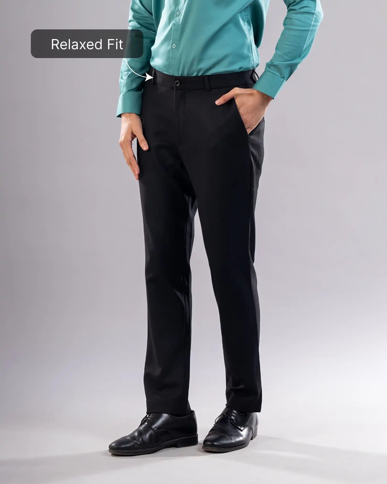 Men’s premium Black Truefit all day pants - side view