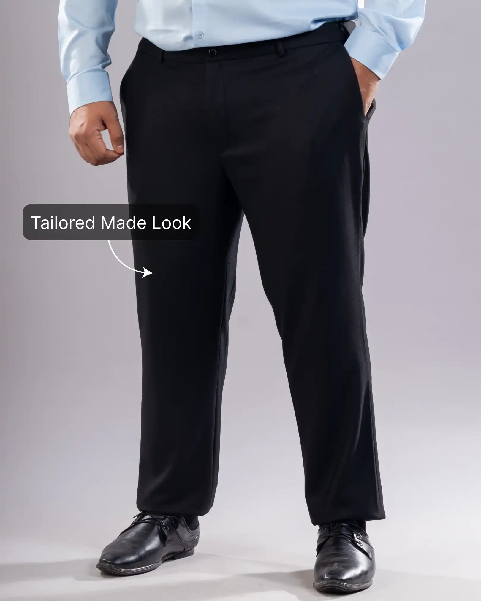 Men’s premium Black Truefit all day pants - front view