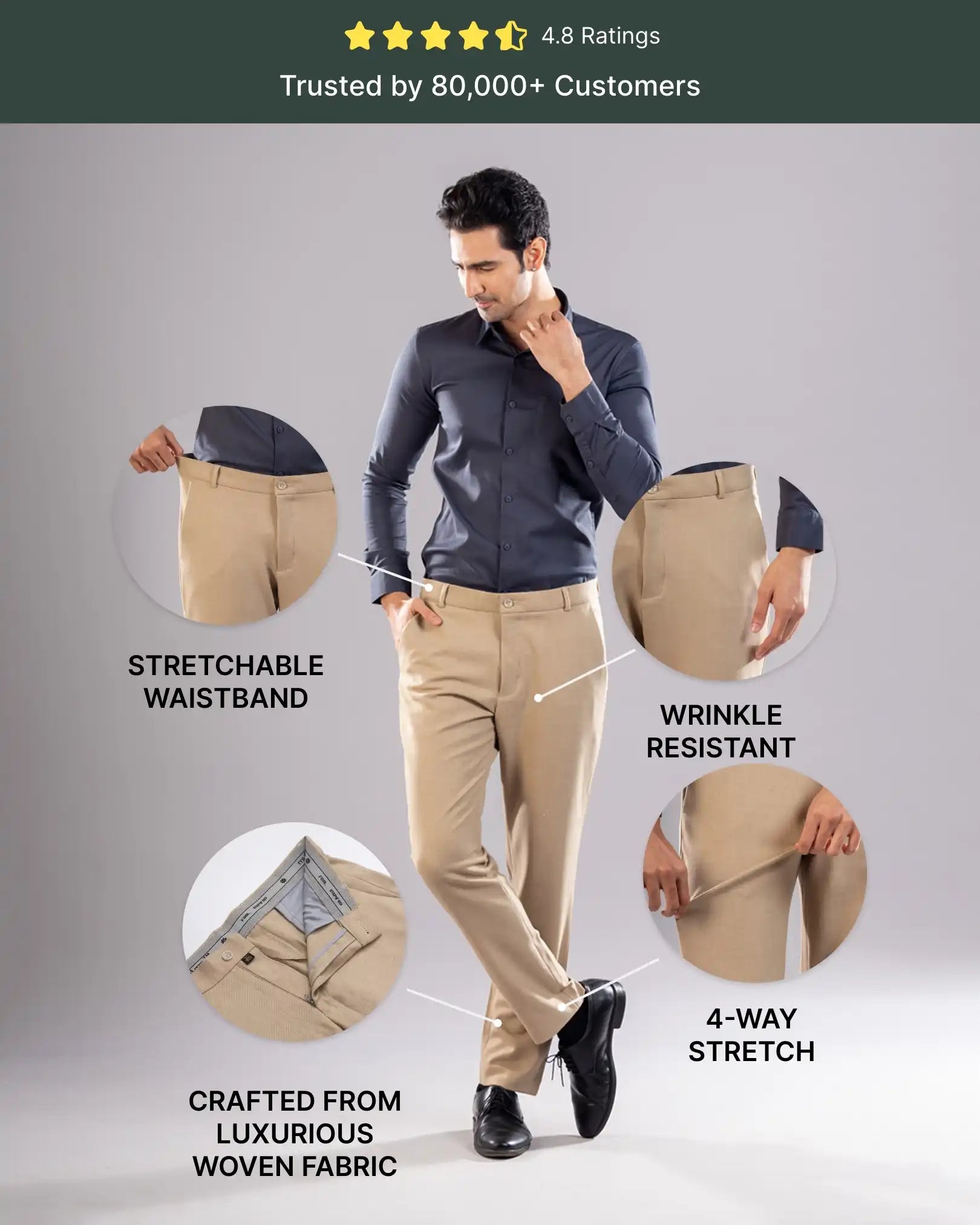Men’s premium Fawn Truefit all day pants - front view