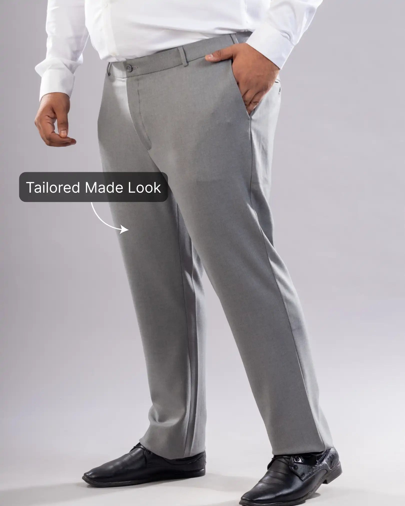Men’s premium Mid Grey Truefit all day pants - side view
