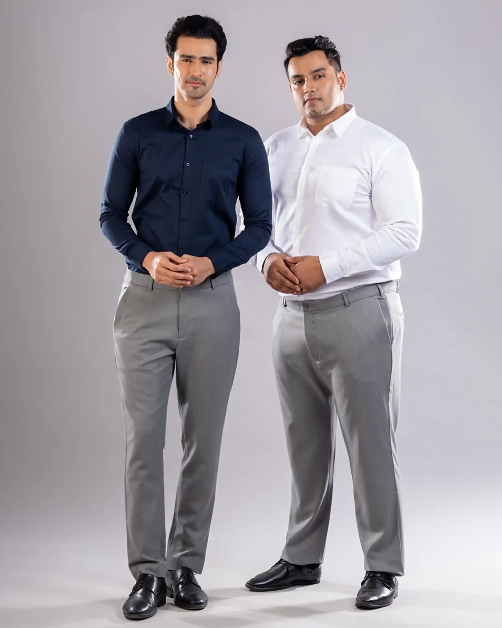 Men’s premium Mid Grey Truefit all day pants - front view