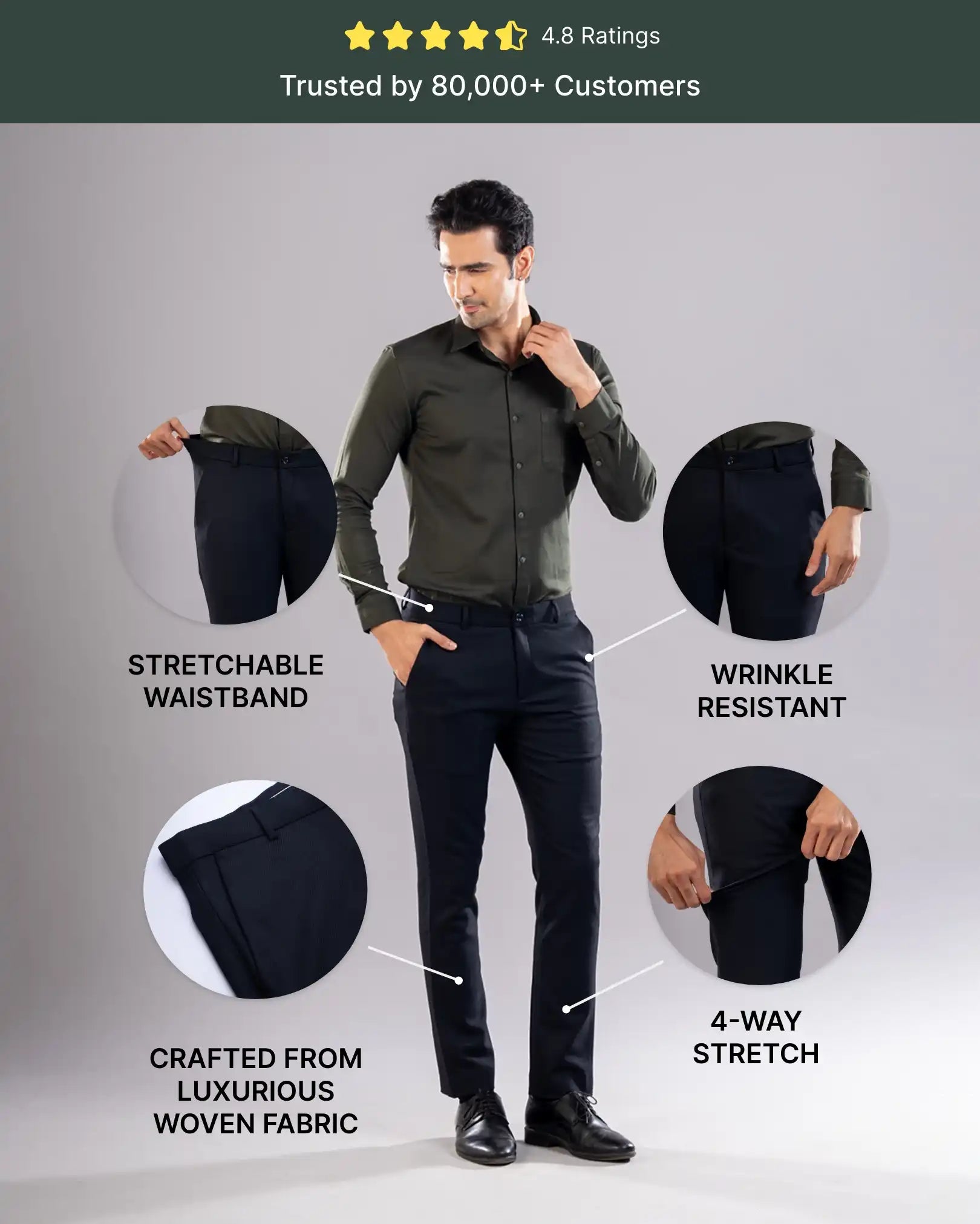 Men’s premium Navy Blue Truefit all day pants - front view
