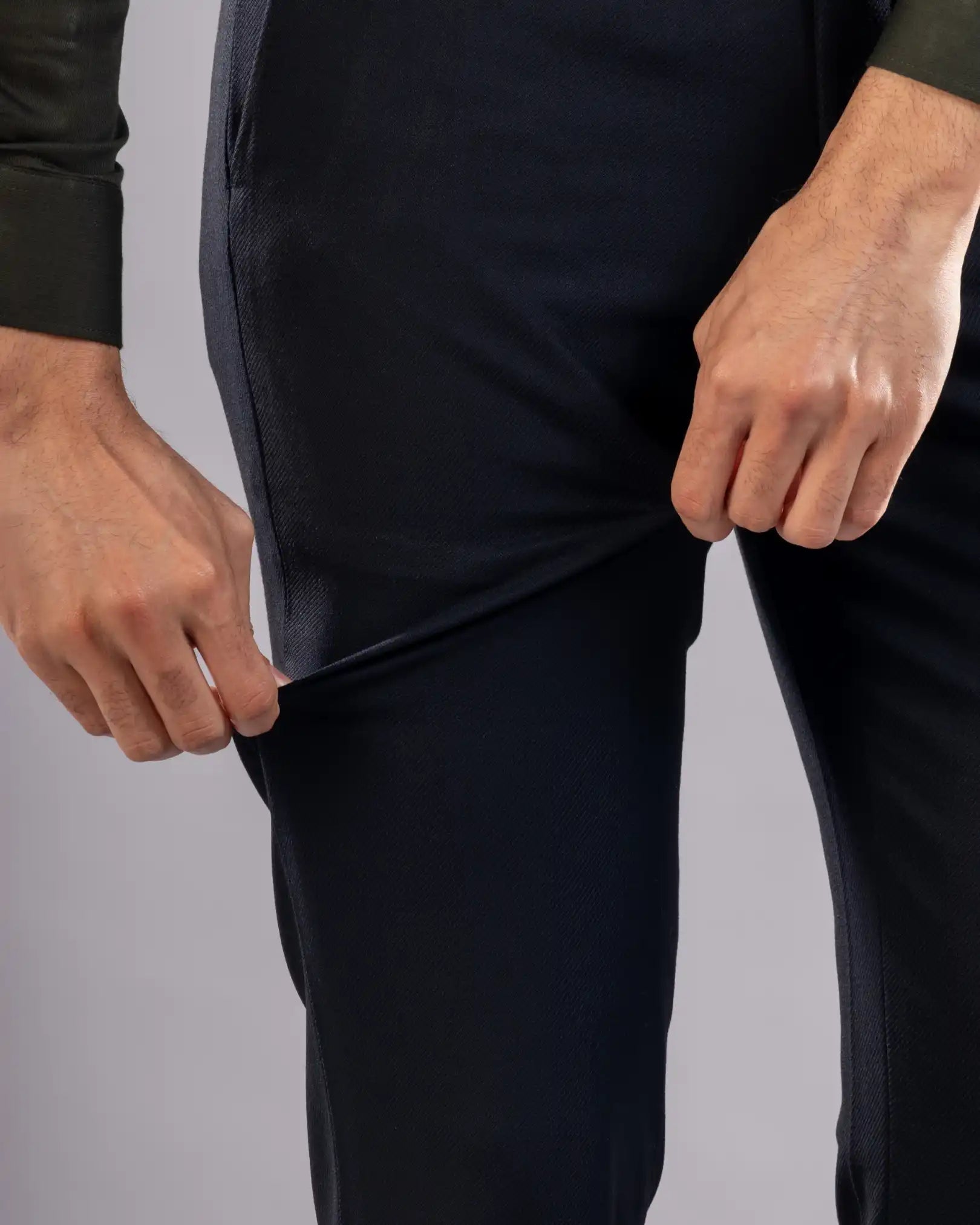 Men’s premium Navy Blue Truefit all day pants - fabric view