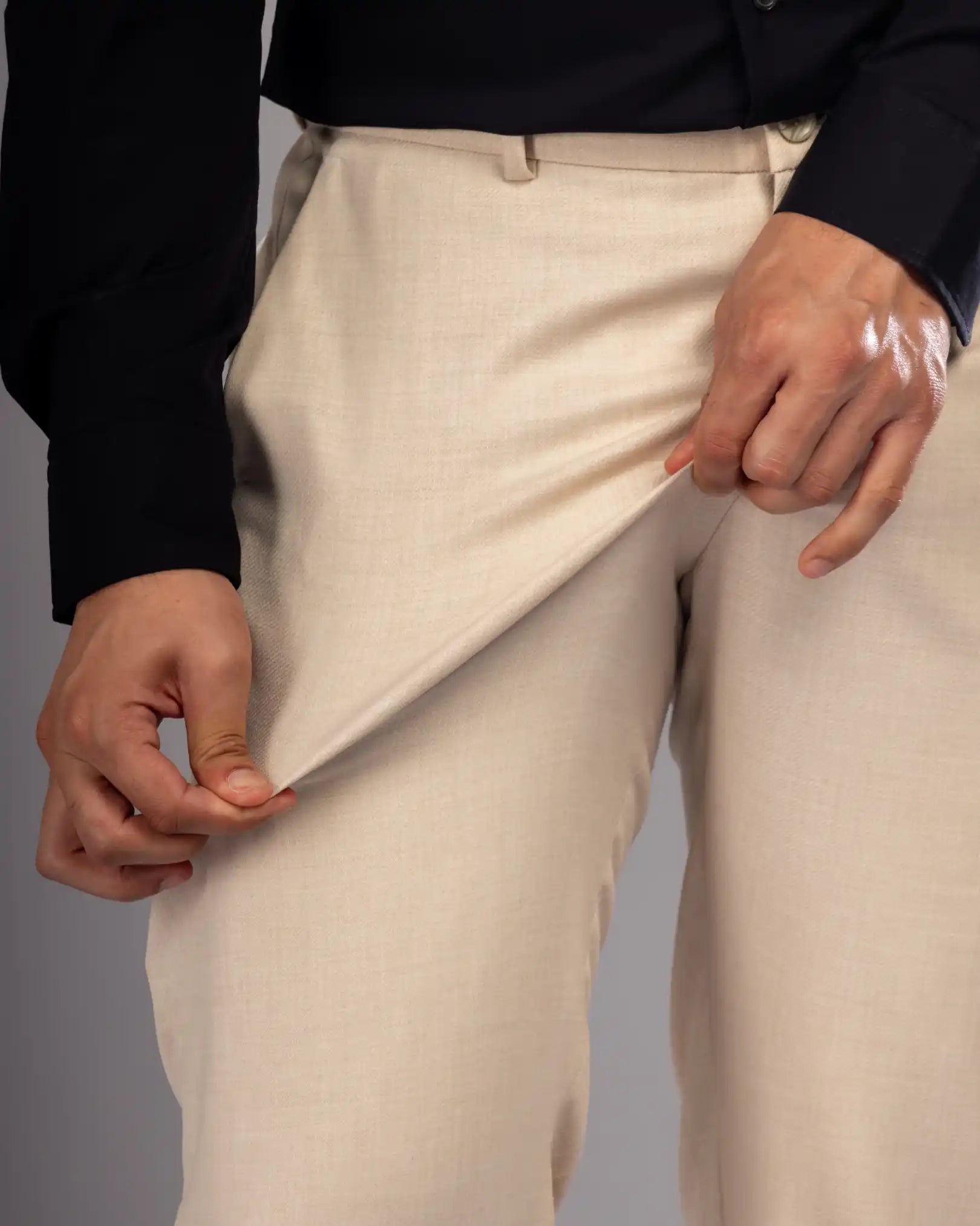 Men’s premium Cream Truefit all day pants - fabric view