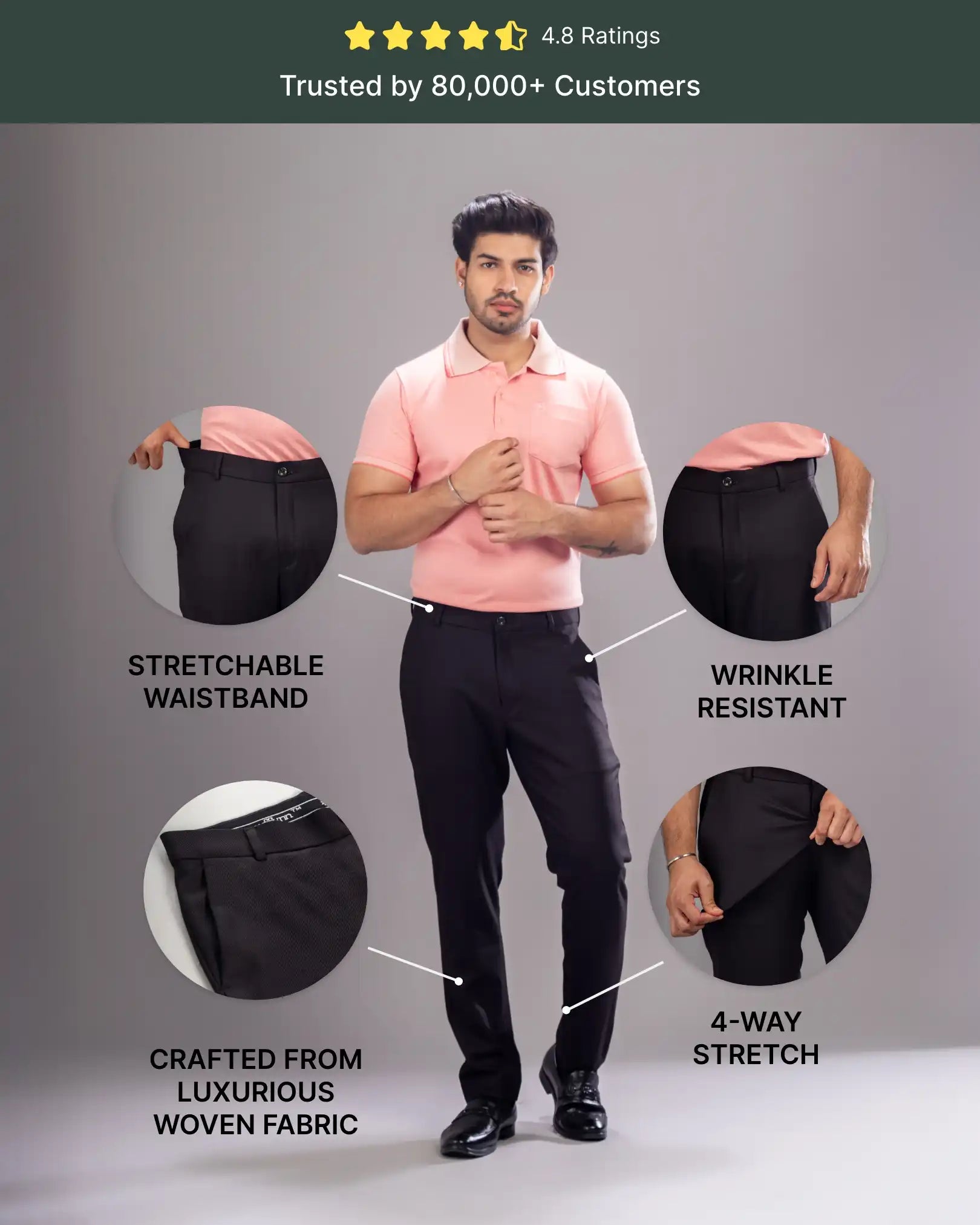 Men’s premium Wine Truefit all day pants - front view