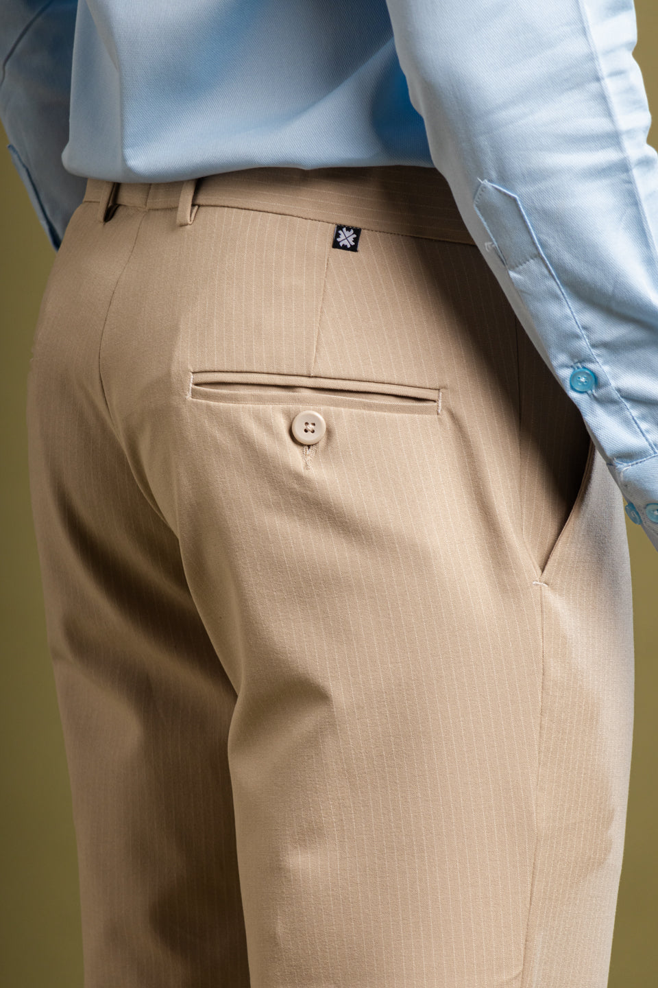 Ivory Cream Pinstripe Flexiwaist Pant – Back View