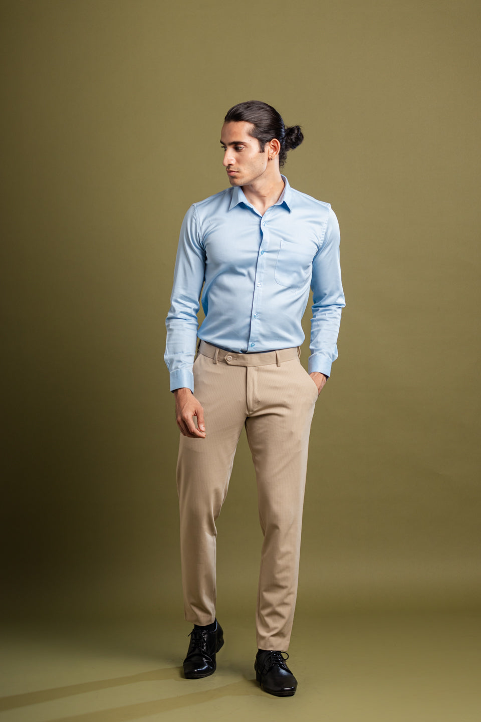 Ivory Cream Pinstripe Flexiwaist Pant – Lifestyle View