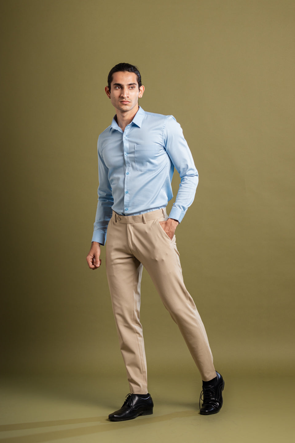 Ivory Cream Pinstripe Flexiwaist Pant – Lifestyle View