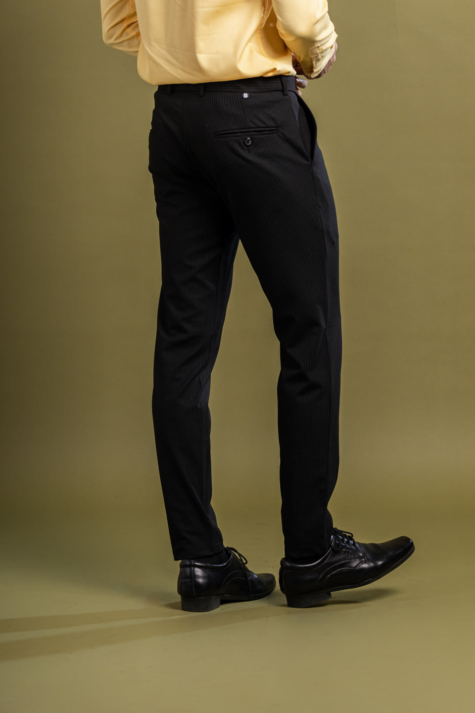 Matte Black Pinstripe Flexiwaist Pant - Back view