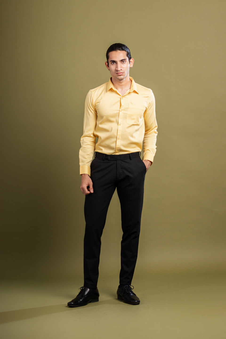 Matte Black Pinstripe Flexiwaist Pant - Front view