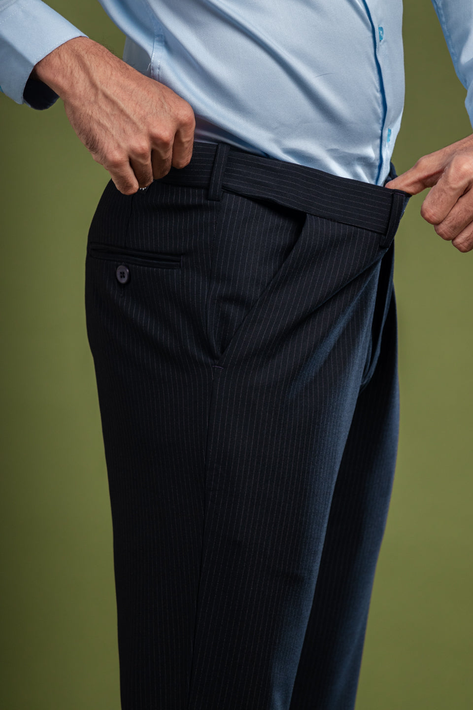 Royal Navy Pinstripe Flexiwaist Pant – Close View