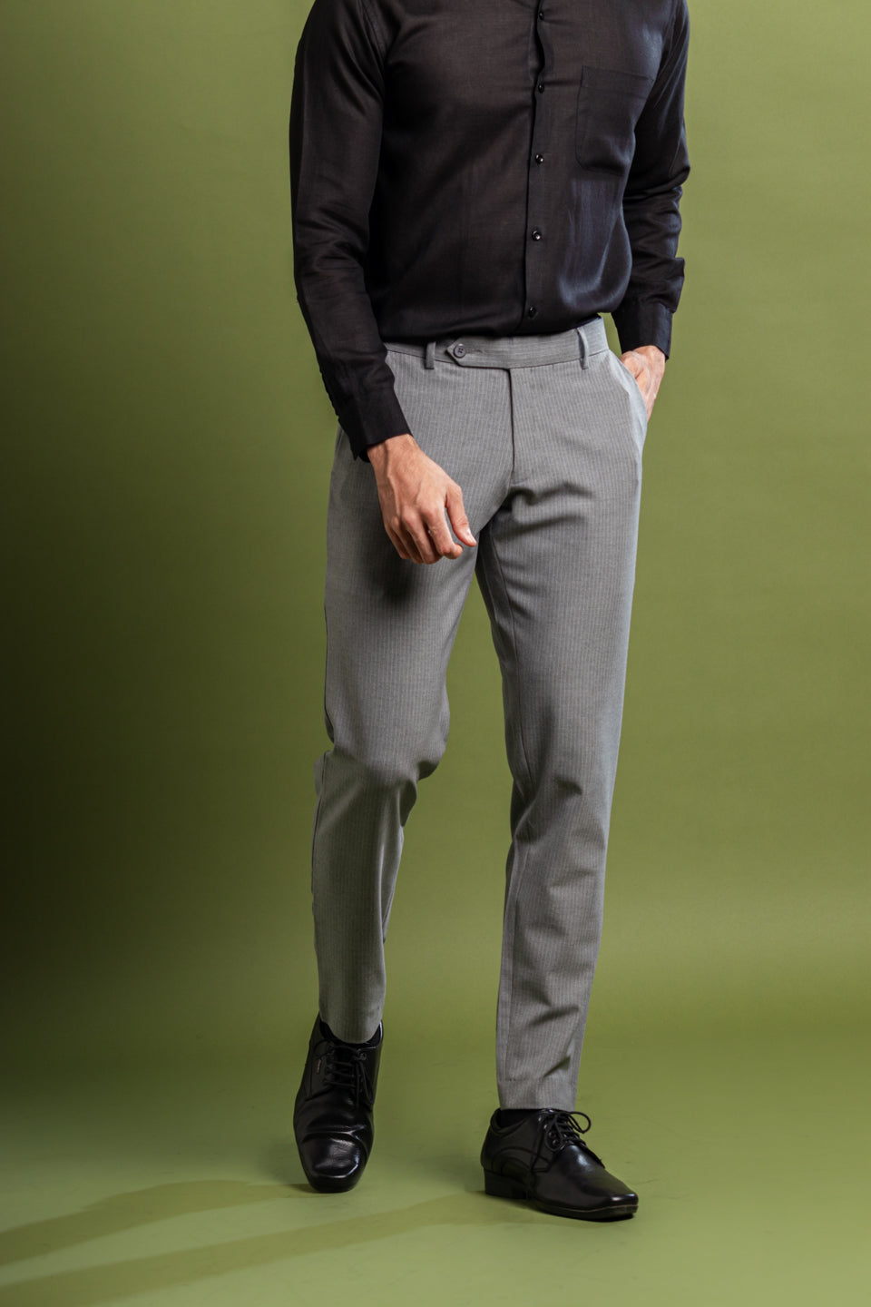 Urban Grey Pinstripe Flexiwaist Pant – Front View