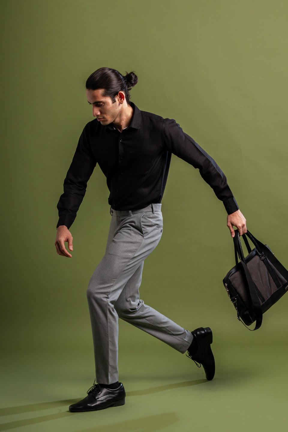 Urban Grey Pinstripe Flexiwaist Pant – Lifestyle View