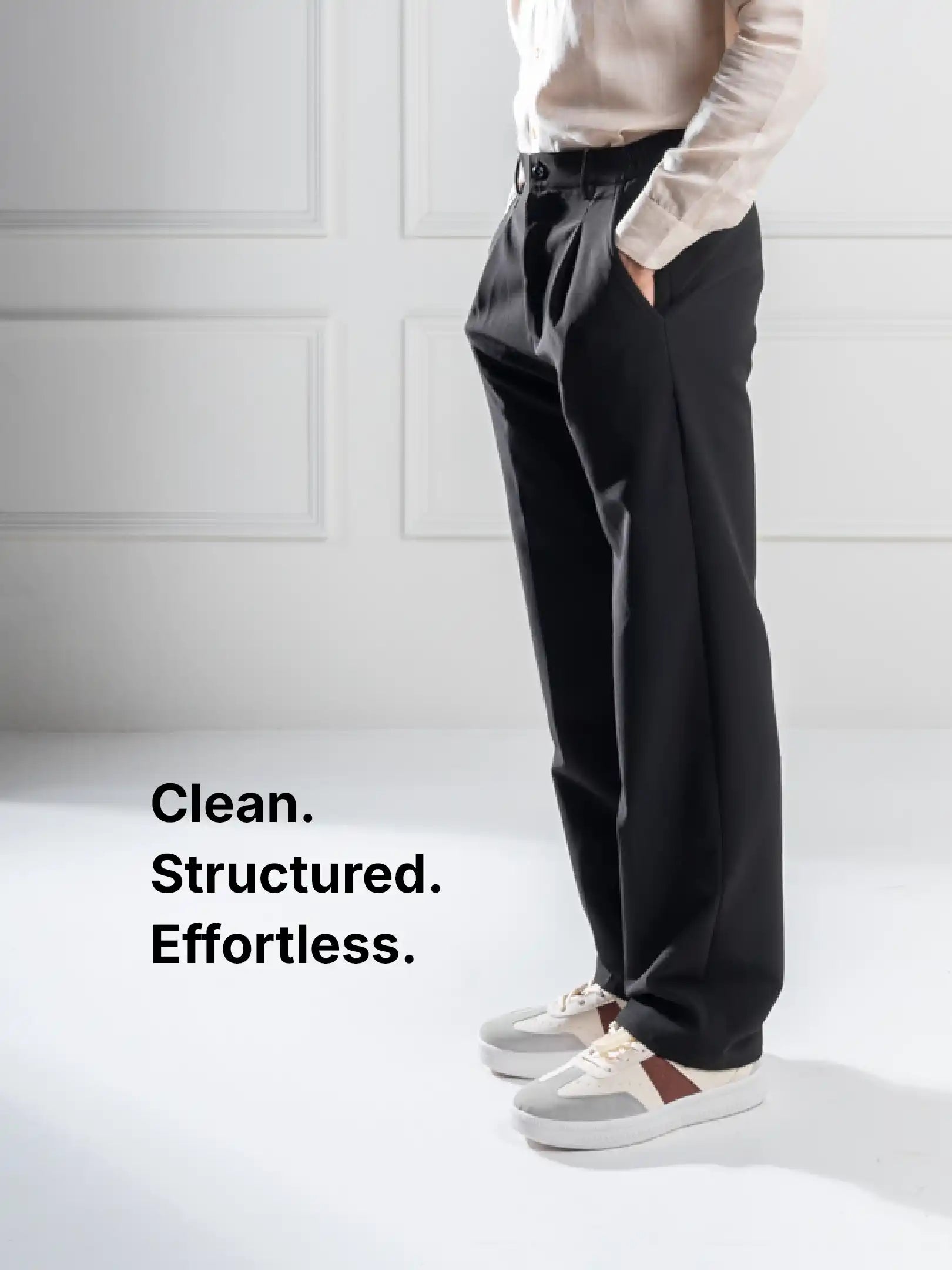 Men’s premium Black Korean Pleated Pant  - Side view