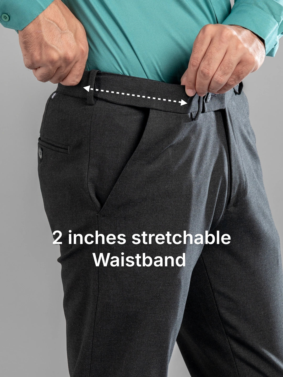 Raven Melange Flexiwaist Pants - Straight Fit