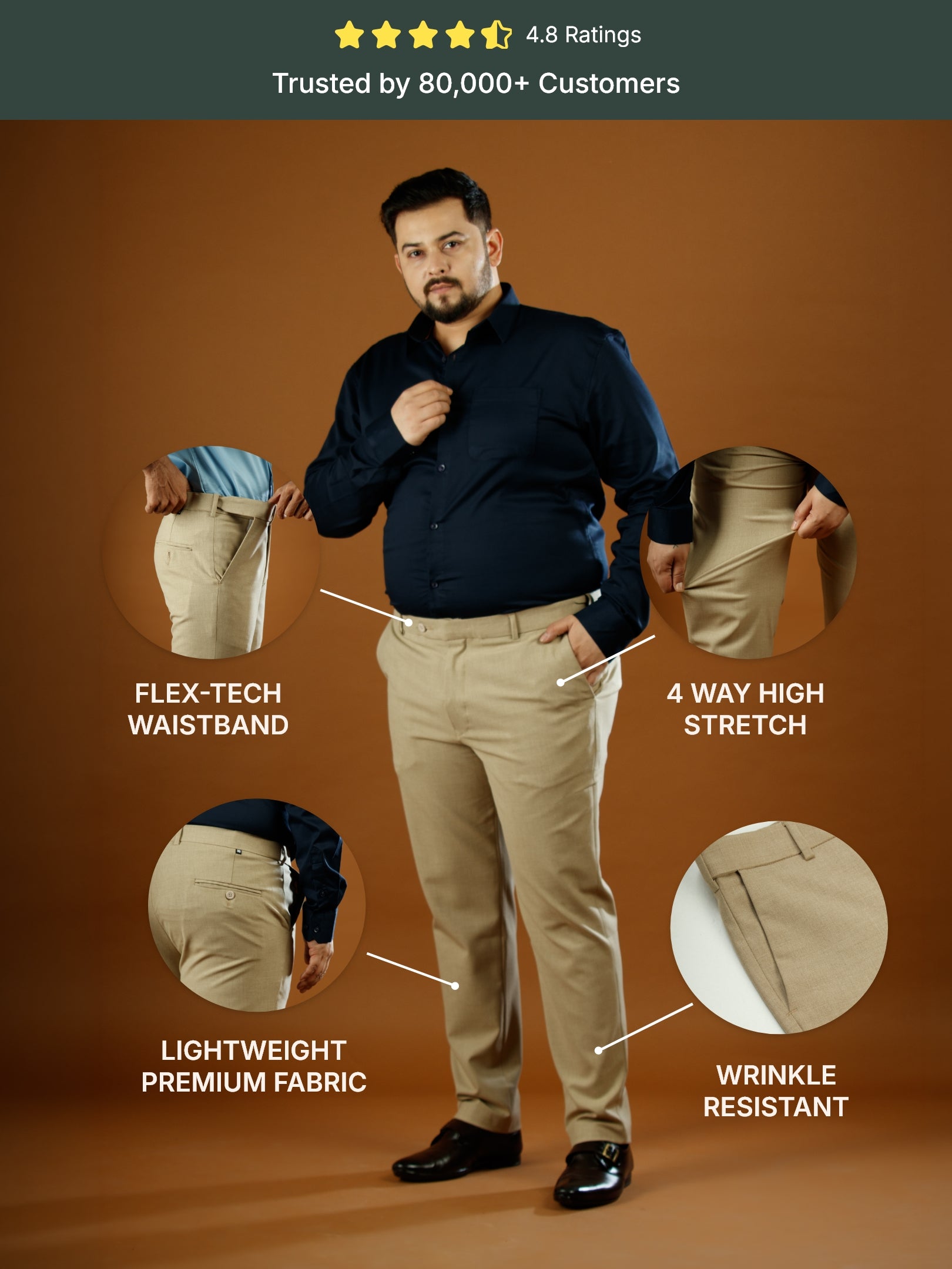 Sandstone Flexiwaist Straight Fit Plus Size Pants