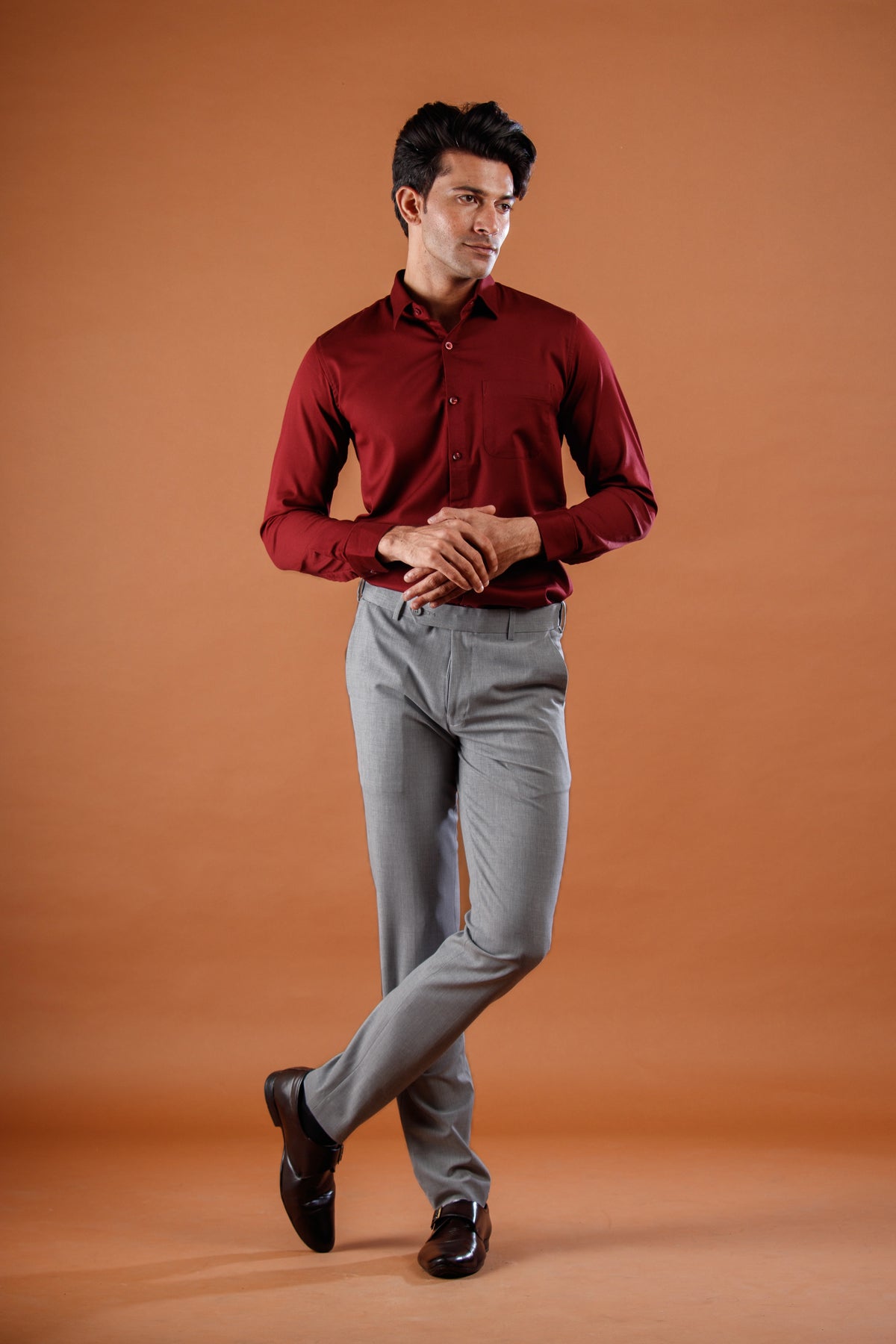 Shadow Grey Flexiwaist Straight Fit Pants