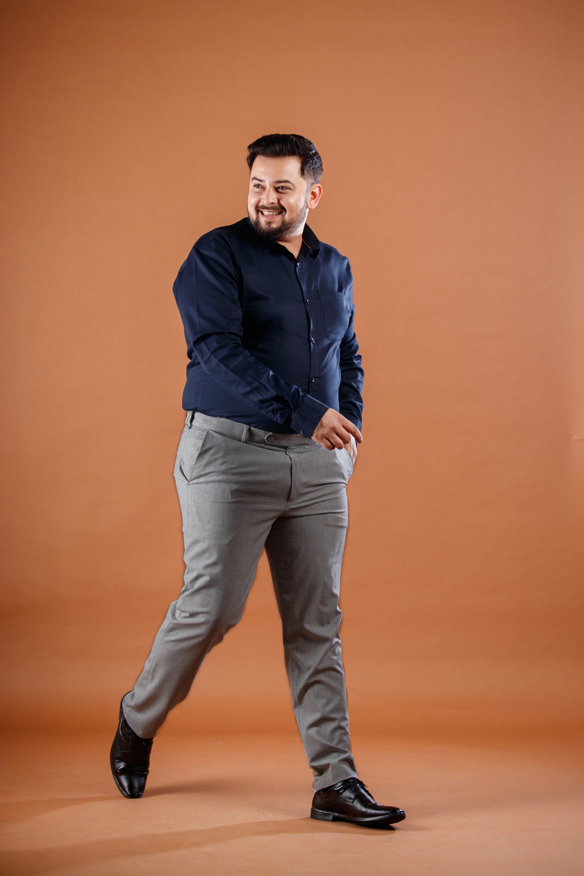 Shadow Grey Flexiwaist Straight Fit Plus Size Pants