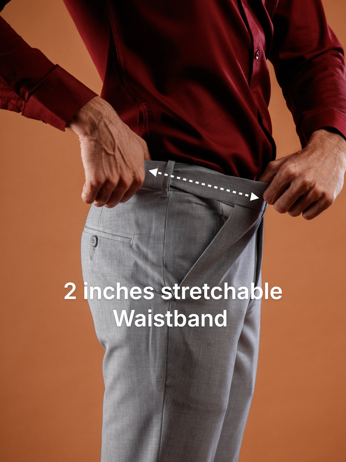 Shadow Grey Flexiwaist Straight Fit Pants