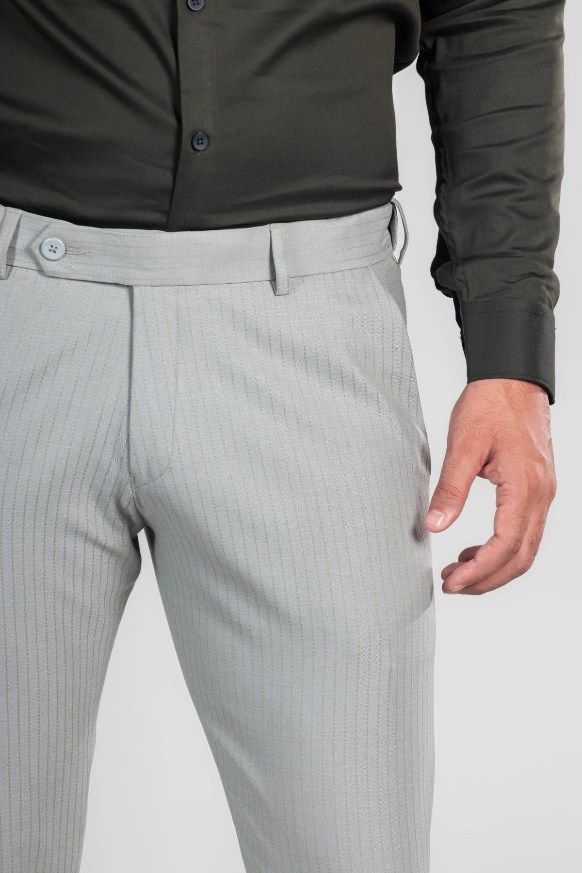 Ash Olive Soft Lining Flexiwaist Pant – Close view