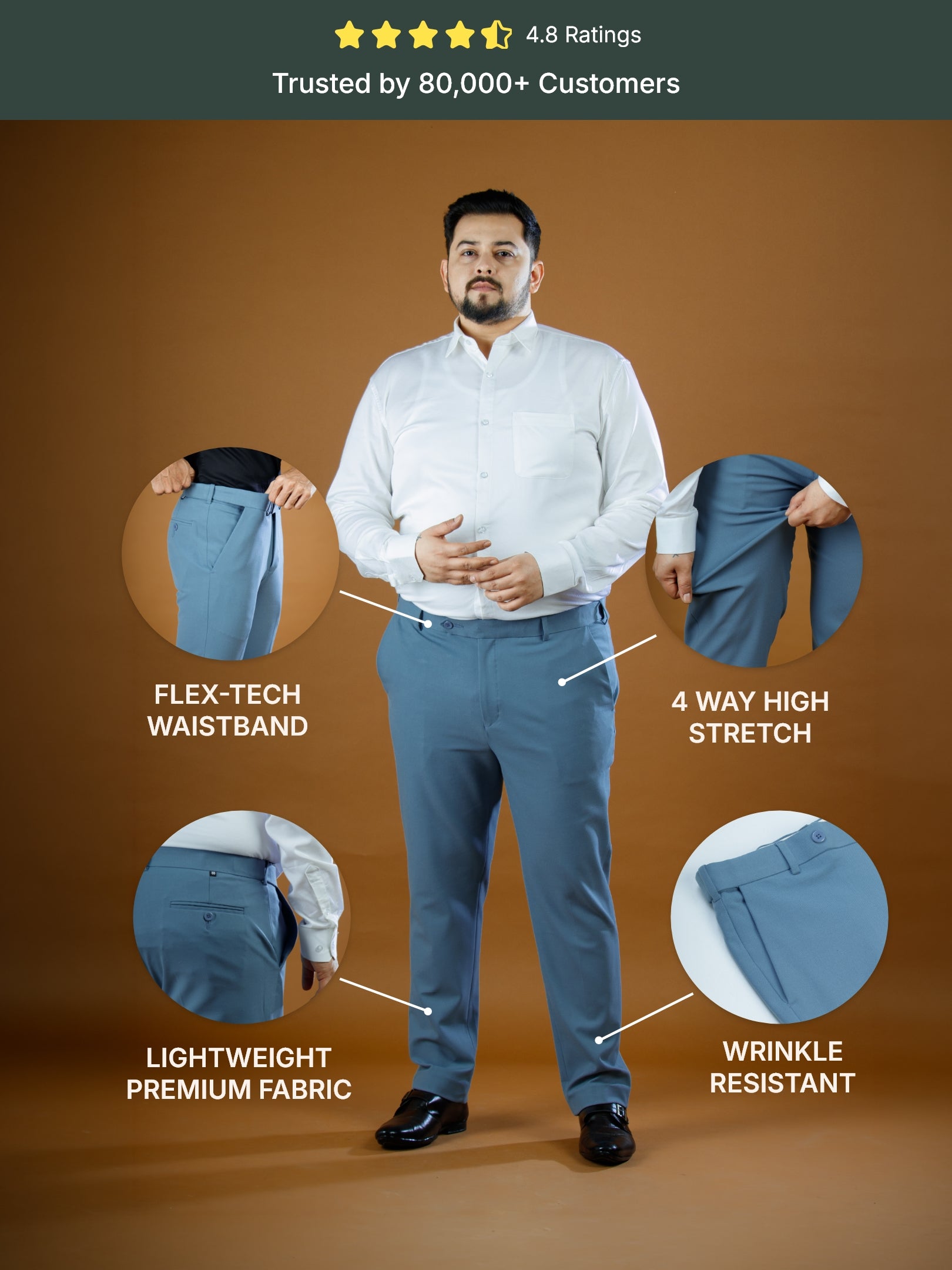 Teal Blue Flexiwaist Straight Fit Plus Size Pants