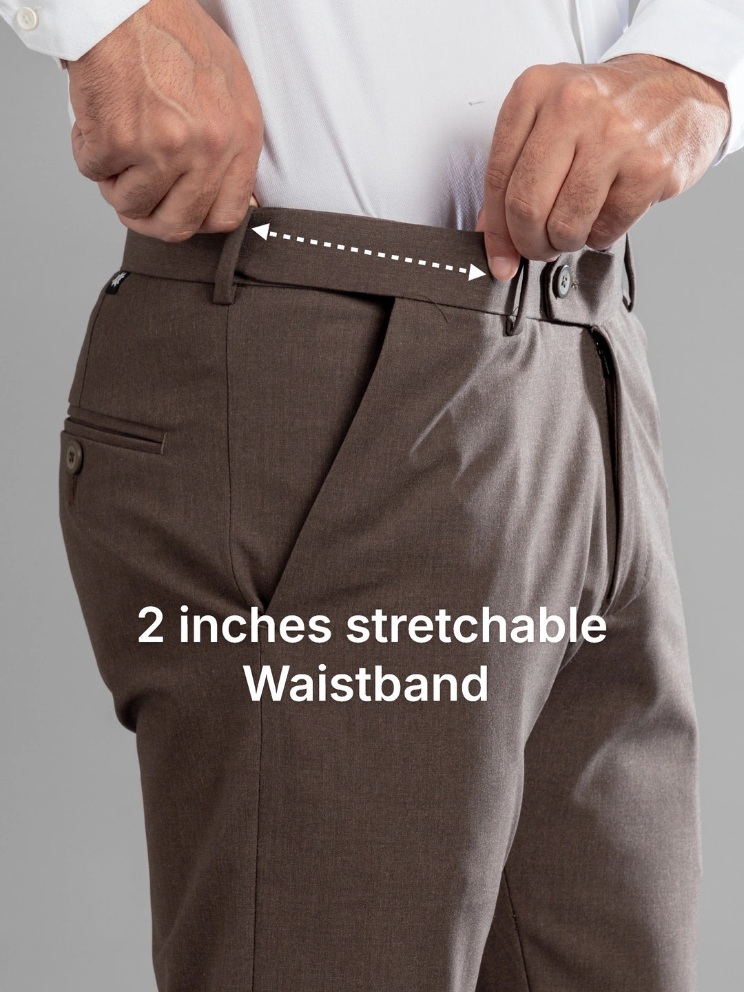 Walnut Melange Flexiwaist Pants - Straight Fit