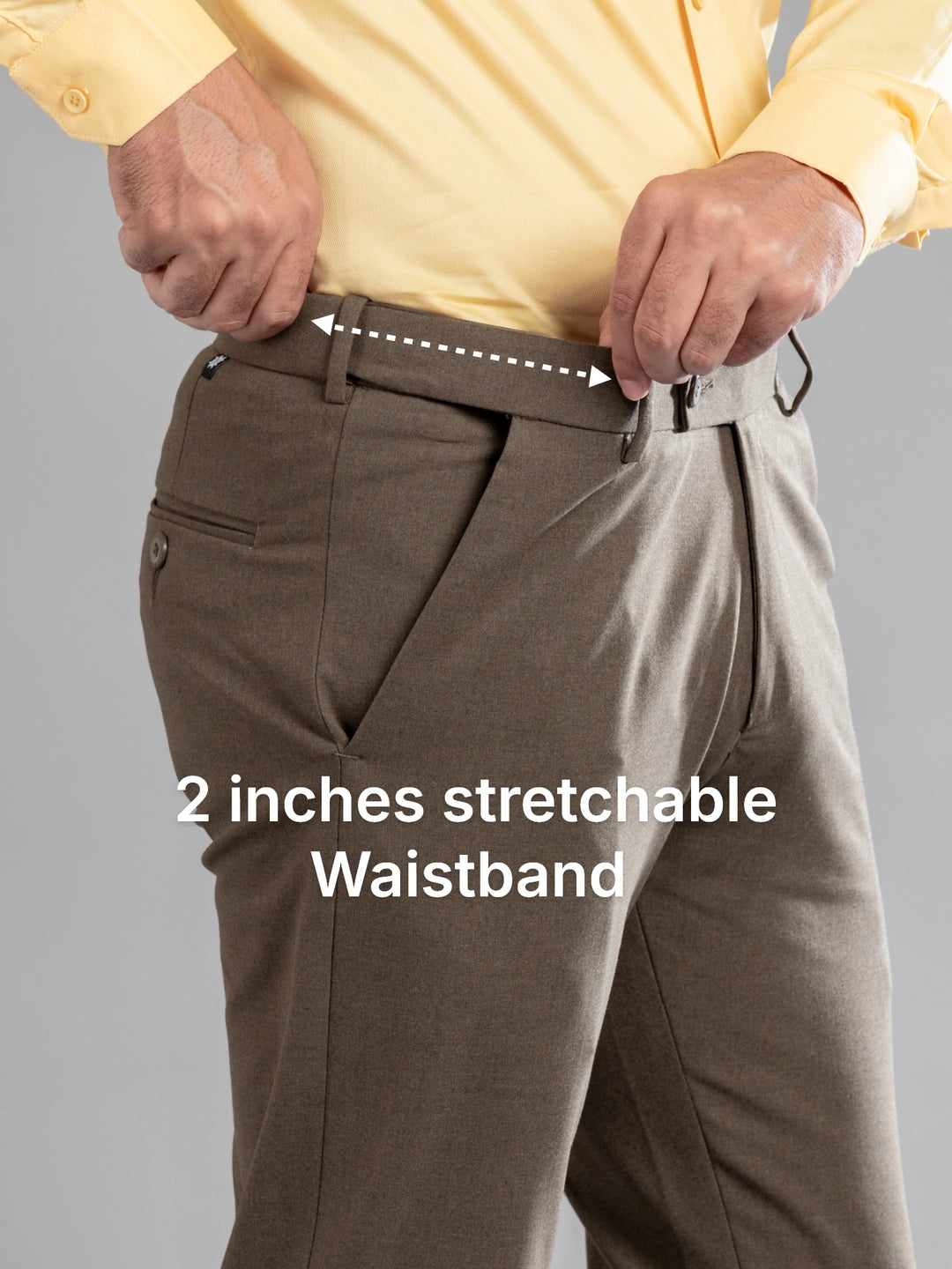Wood Melange Flexiwaist Pants - Straight Fit
