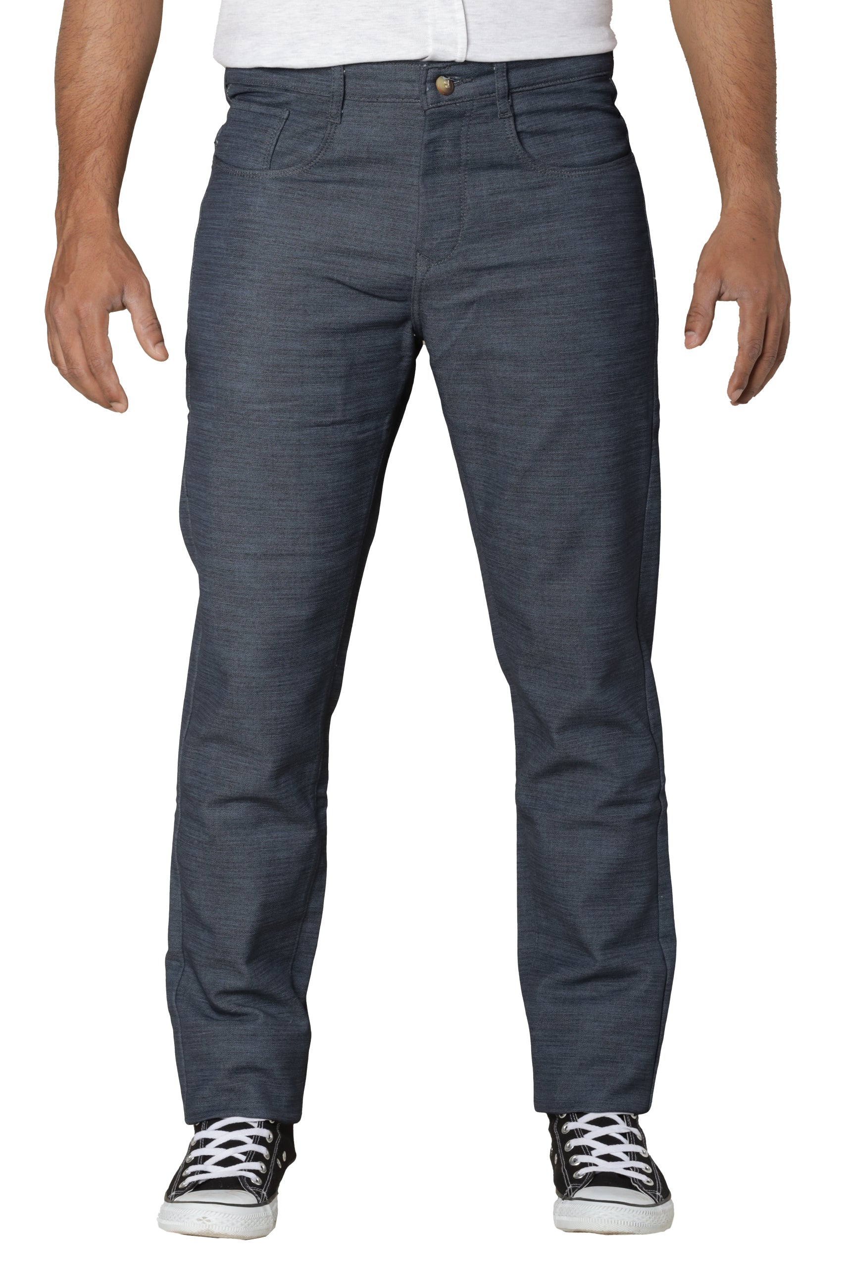 Front View of Space Blue Coloured Printed Denim Jeans at Muffynn Store