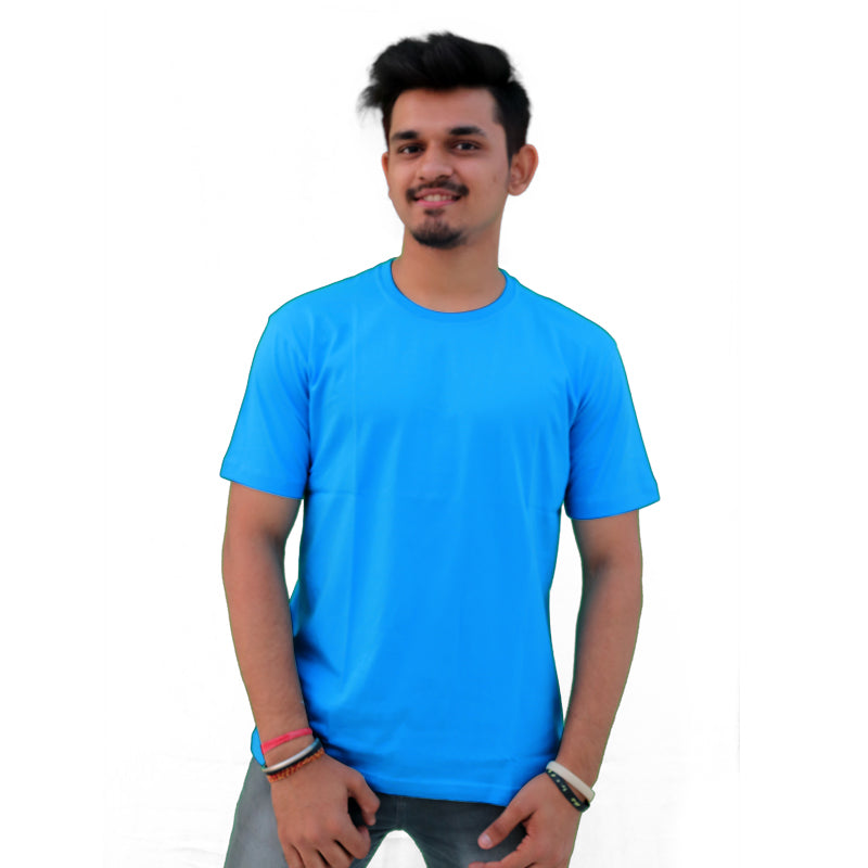 Sky-Blue Over & Out Sweat Half Sleeve T-Shirt